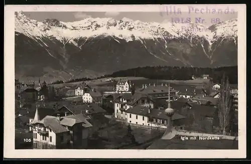 AK Igls, Ortsansicht mit Nordkette