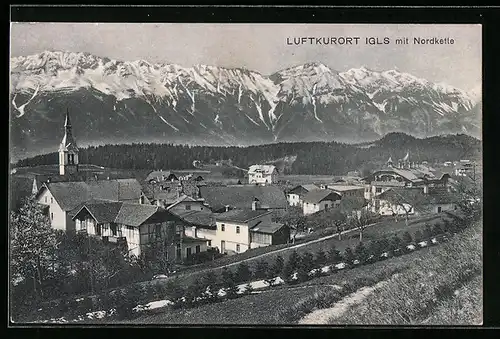 AK Igls, Ortsansicht mit Nordkette