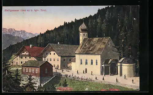 AK Heiligwasser b. Igls, Ortsansicht mit Kirche