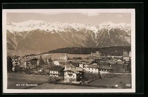 AK Igls, Ortsansicht mit Nordkette