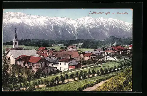 AK Igls, Ortsansicht mit Nordkette