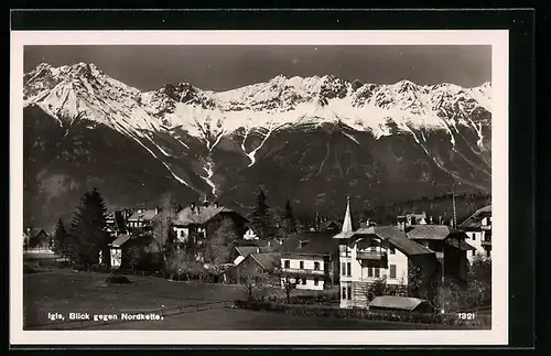 AK Igls, Ortsansicht mit Nordkette