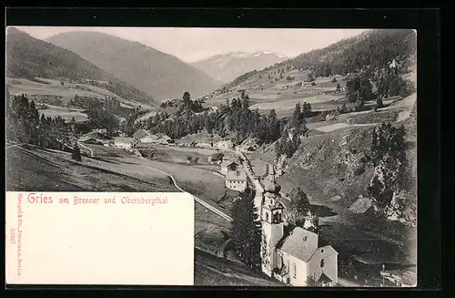 AK Gries, Ortsansicht am Brenner und Obernbergthal