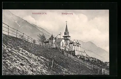 AK Innsbruck, Hungerburg, Gebäudeansicht mit Bergen