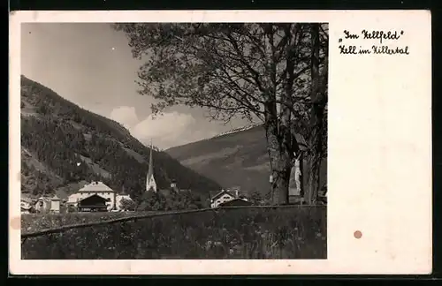 AK Zell im Zillertal, Ortsansicht mit Bergen