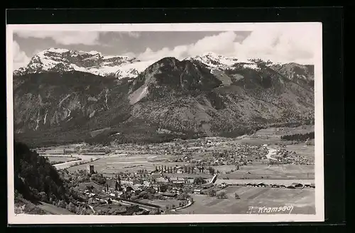 AK Kramsach, Ortsansicht mit Alpen