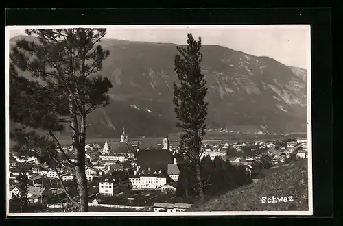 AK Schwaz, Ortsansicht aus der Vogelschau