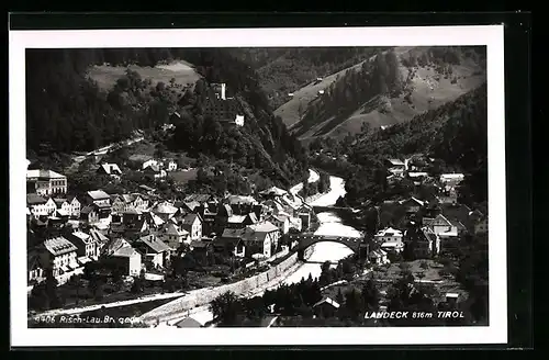AK Landeck, Ortsansicht aus der Vogelschau