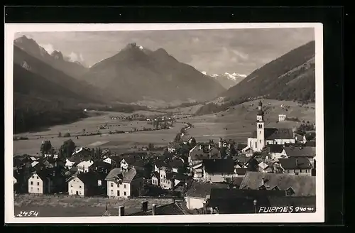 AK Fulpmes, Ortsansicht mit Alpen