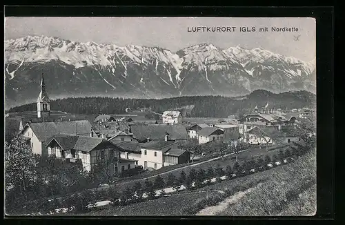 AK Igls, Ortsansicht mit Nordkette