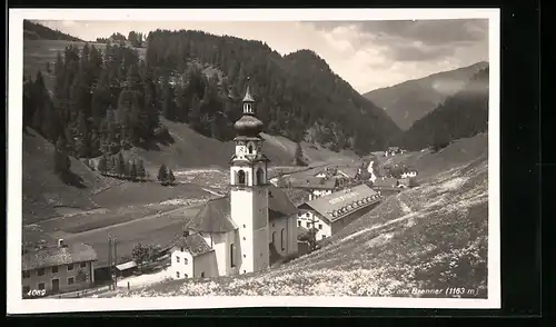 AK Gries am Brenner, Ortsansicht mit Kirche