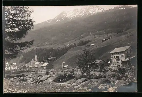 AK Sölden /Ötztal, Ortsansicht mit Kirche