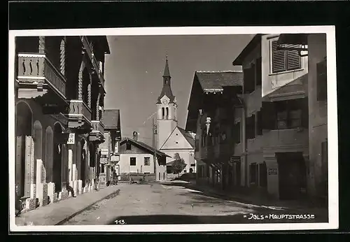 AK Igls, Hauptstrasse mit Kirche