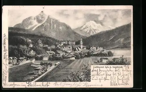 AK Igls b. Innsbruck, Ortsansicht aus der Vogelschau