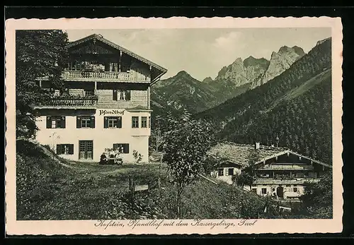 AK Kufstein, Gasthaus Pfandlhof mit Kaisergebirge