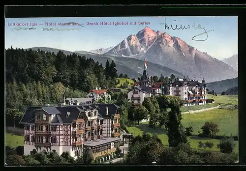 AK Igls, Hotel Maximilian, Grand Hotel Iglerhof mit Serles