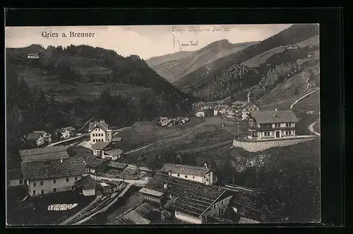 AK Gries a. Brenner, Ortsansicht aus der Vogelschau