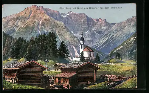 AK Obernberg b. Gries, Ortsansicht mit Tribulaun