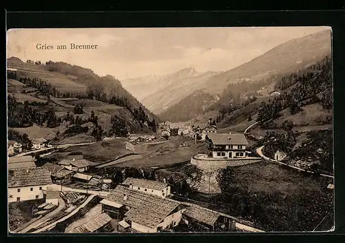 AK Gries am Brenner, Ortsansicht aus der Vogelschau