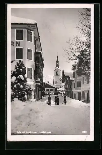 AK Igls, Hauptstrasse im Winter