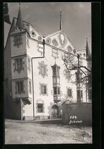 AK Schwaz, Strassenpartie mit Gebäudeansicht