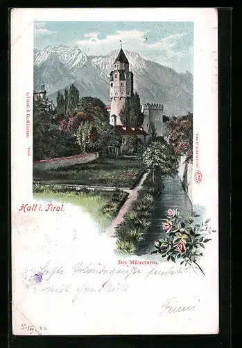 AK Hall i. Tirol, Blick auf den Münzturm