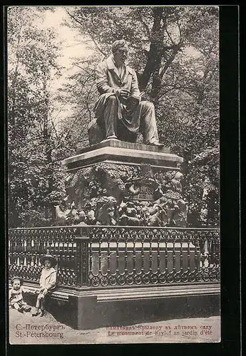 AK St.-Pétersbourg, Le monument de Krylof an jardin d`été