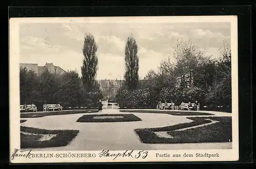 AK Berlin-Schöneberg, Partie aus dem Stadtpark