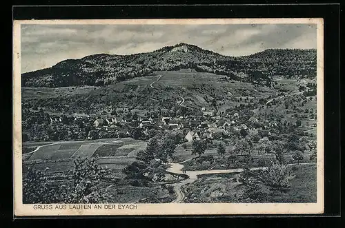 AK Laufen an der Eyach, Ortsansicht mit Bergen