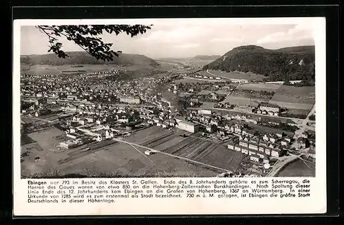 AK Ebingen, Ortsansicht mit Umland
