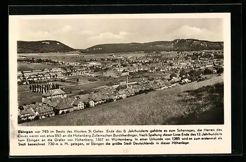 AK Ebingen, Ortsansicht aus Anhöhe