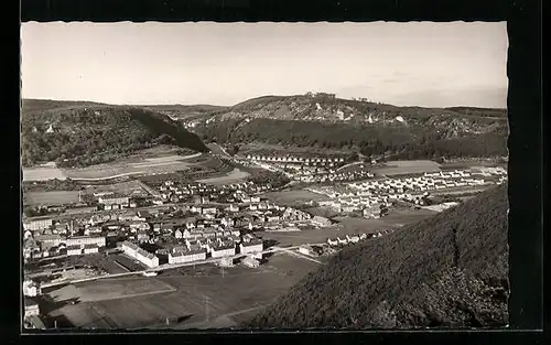 AK Ebingen, Ortsansicht mit Bergen