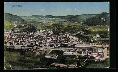 AK Ebingen, Ortsansicht mit Umland