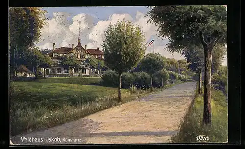 AK Konstanz, Waldweg mit Waldhaus Jakob