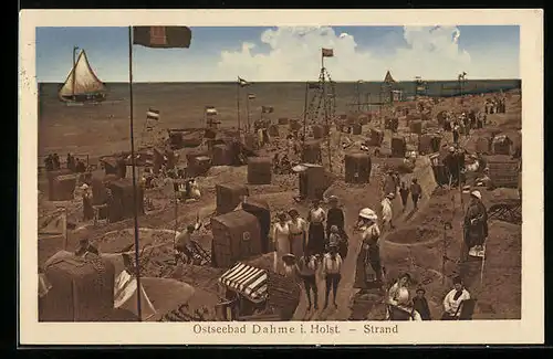 AK Dahme i. Holst., Strand mit Besuchern