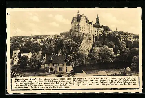 AK Sigmaringen, Ortsansicht mit Schloss