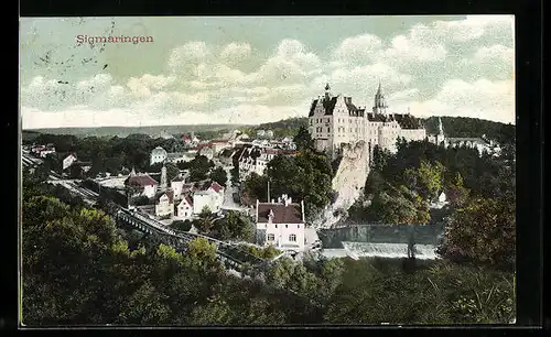 AK Sigmaringen, Ortsansicht mit Schloss