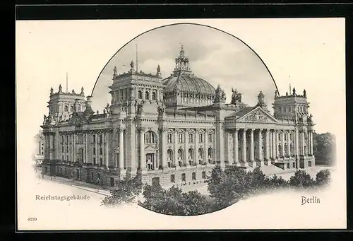 AK Berlin-Tiergarten, Blick auf Reichstagsgebäude