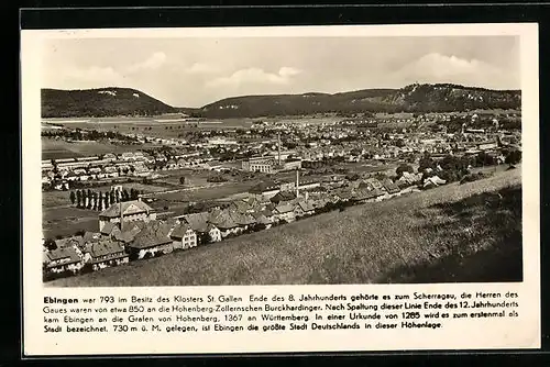 AK Ebingen, Ortsansicht von Anhöhen aus
