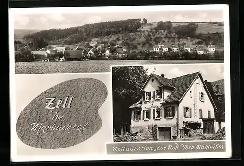 AK Zell im Marbachtal, Restauration Zur Rose Theodor Mühleisen