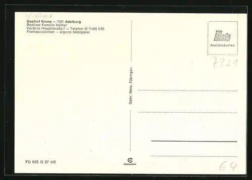 AK Adelberg, Gasthof und Metzgerei Krone, Vordere Hauptstrasse 7