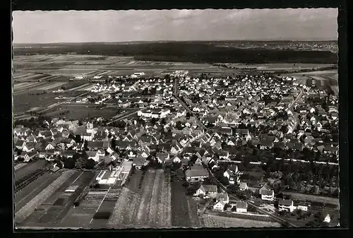 AK Renningen /Kreis Leonberg, Ortsansicht vom Flugzeug aus