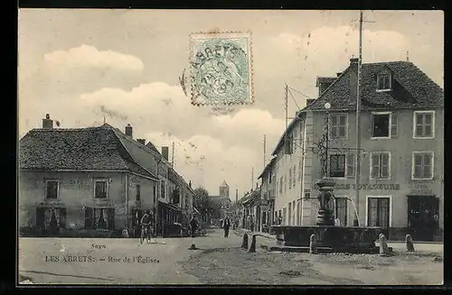 AK Les Abrets, Rue de l`Église, Strassenpartie