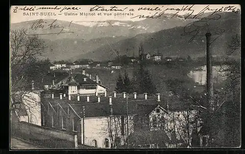 AK Saint-Bueil, Usine Mignot et vue générale