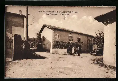 AK Pommier-de-Beaurepaire, Bas-Pommier, Café Carras