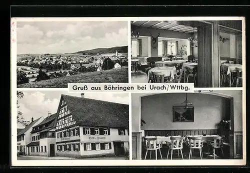 AK Böhringen bei Urach, Totalansicht, Gasthaus und Brauerei zum Hirsch