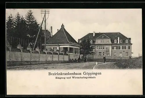 AK Göppingen, Bezirkskrankenhaus, Eingang und Wirtschaftsgebäude