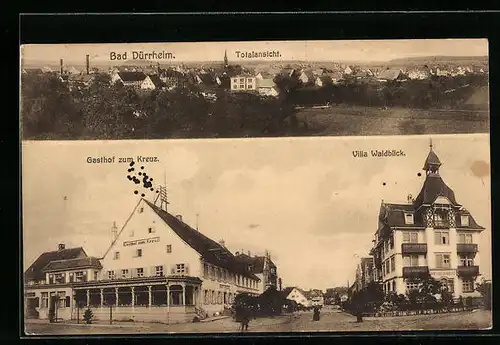 AK Bad Dürrheim, Totalansicht, Gasthof zum Kreuz, Villa Waldblick
