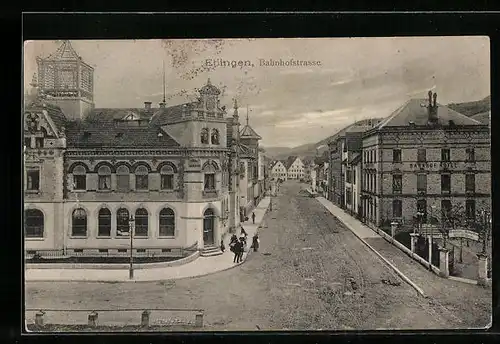 AK Ebingen, Bahnhof-Hotel in der Bahnhofstrasse