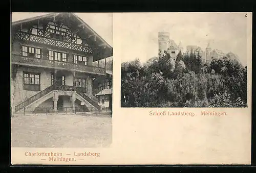 AK Meiningen, Partie am Charlottenheim Landsberg, Schloss Landsberg